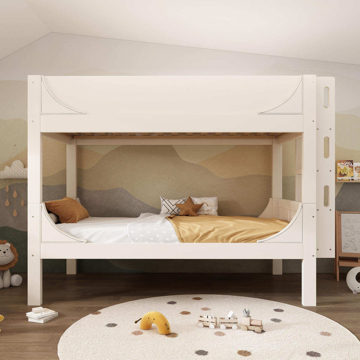 ETAGENBETT 90/200 cm, Weiß mit flexibler Leiter, trennbar, ohne Matratze - Weiß, Holz (90/200cm) - MIVRAY
