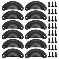 MÖBELGRIFF Schwarz 12er-Set 80x35 mm - Schwarz, Metall (3.5/2.5/8cm)