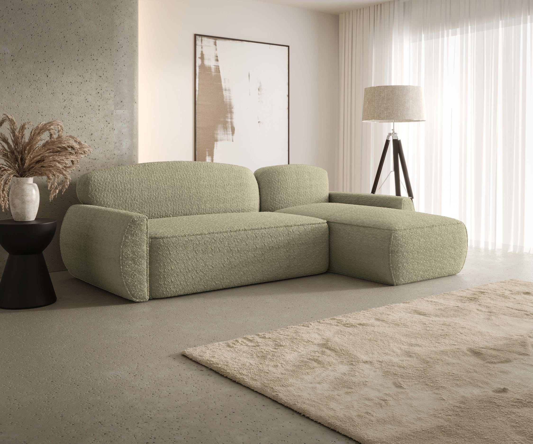 ECKSOFA mit Schlaffunktion LUCAS Quelle 06 Rechts - Beige, Textil (240/145cm) - Bedante