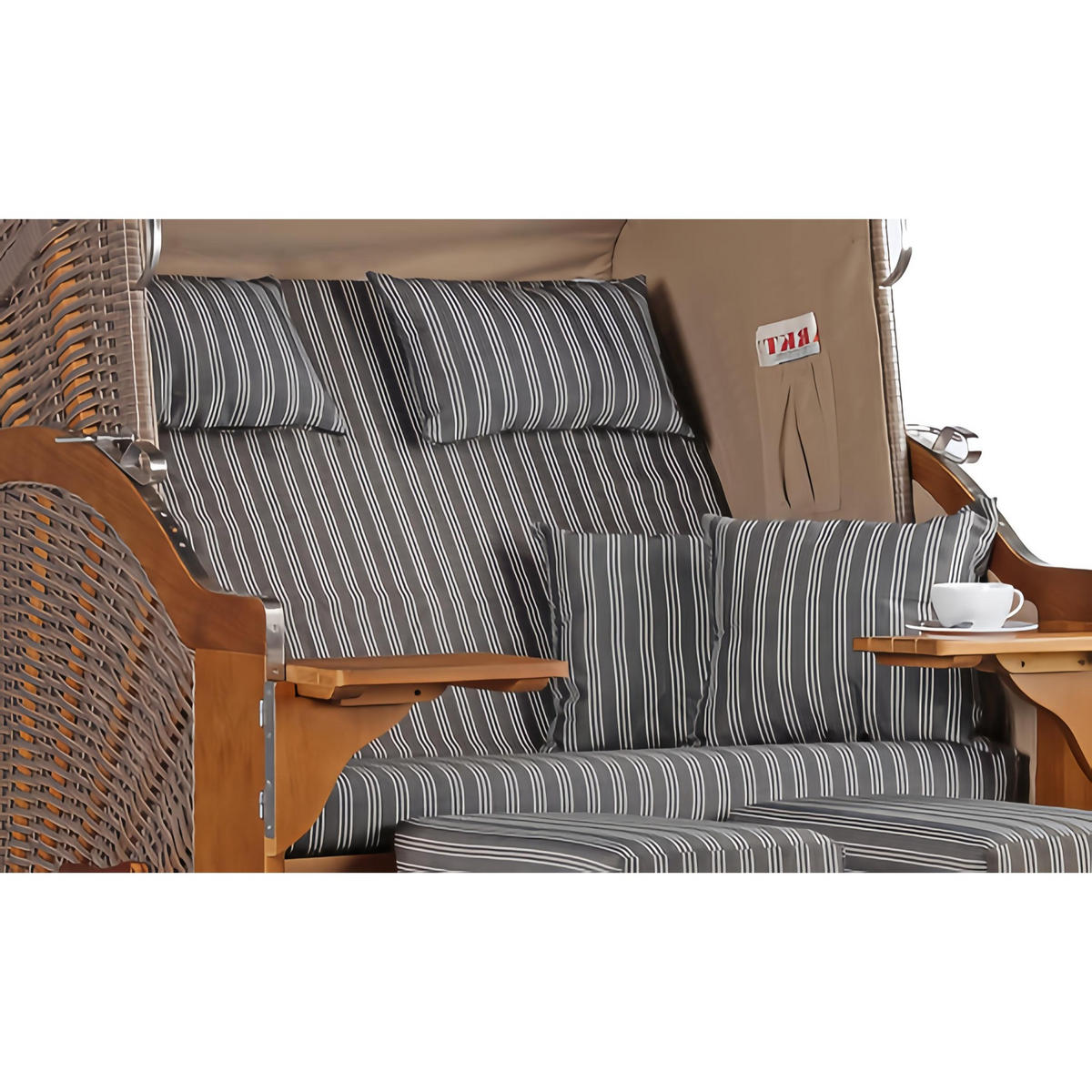 STRANDKORB Schleswig Pinie 2-Sitzer - Braun/Grau, Metall (120/160/80cm) - Mr. Deko