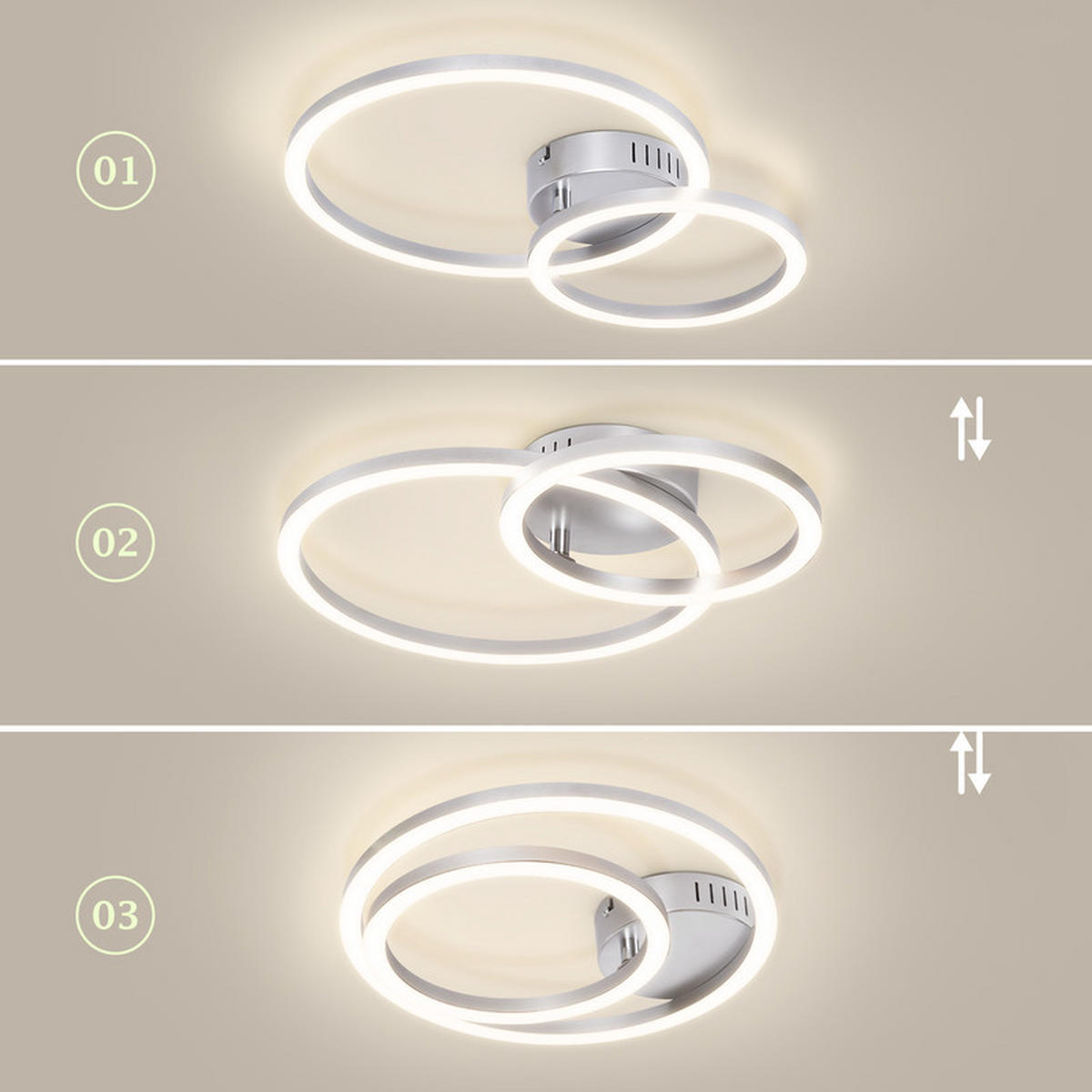 LED stropné svietidlo 30x40,5x6,7 cm - strieborná, plast (40.5/30/6.7cm) - Nettlife