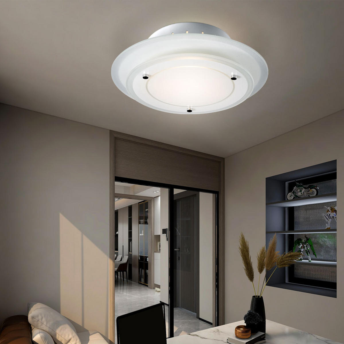 DECKENLEUCHTE Metall Glas Weiß CASSIS - Weiß, Glas (22/22/9.5cm) - Esto