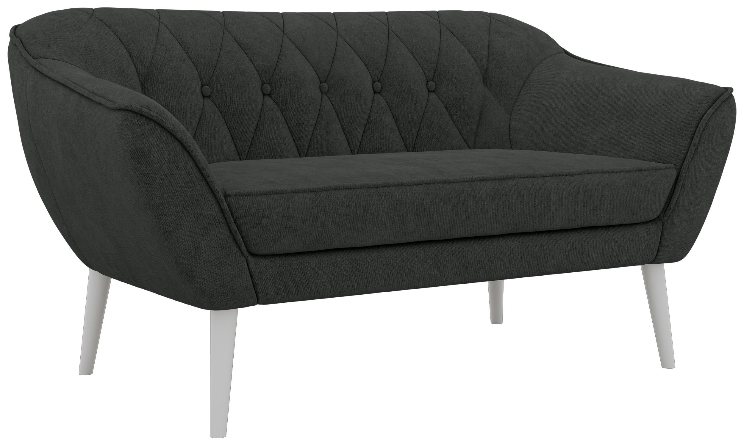 2-SITZER-SOFA PIRS - Dunkelgrau Stukture - Weiße Beine - Dunkelgrau/Graphitfarben, Holzwerkstoff/Textil (140/75/74cm) - MKS