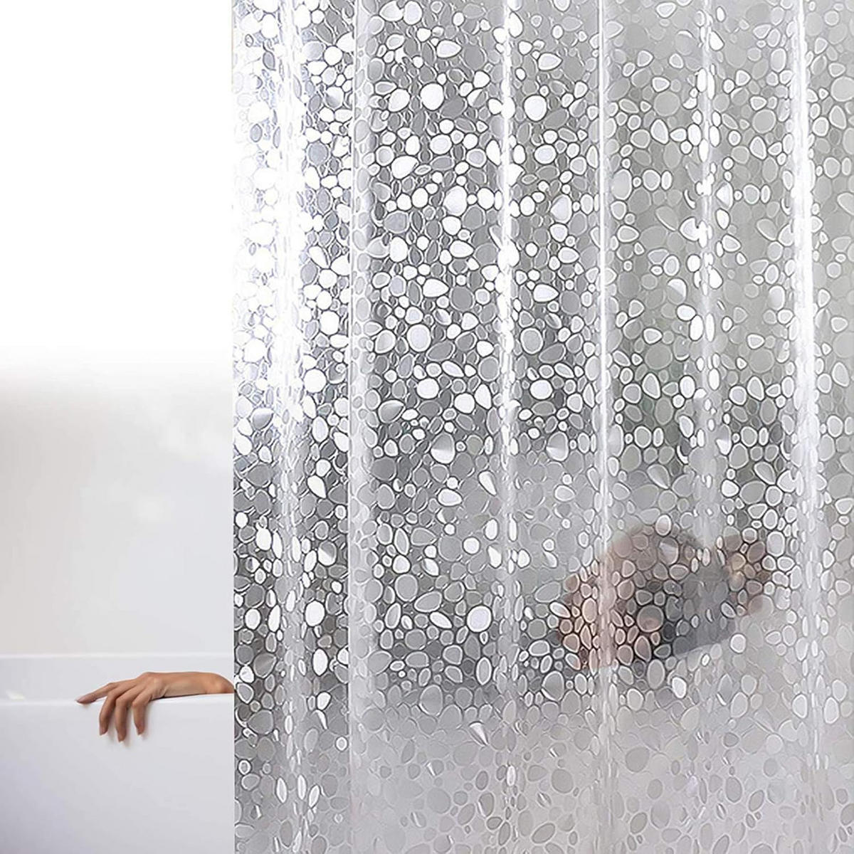DUSCHVORHANG 180 x 200 cm wasserdicht schimmelresistent schnell trocknend - Transparent, Kunststoff (180/200cm) - MCBOSON