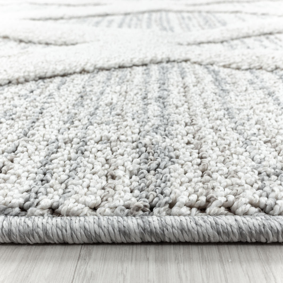 TEPPICH Hochflor Hoch-Tief Boho-Muster Polypropylen Wohnzimmer Grau Rund 120x120 - Grau, Textil (120/120cm) - KADIMA DESIGN