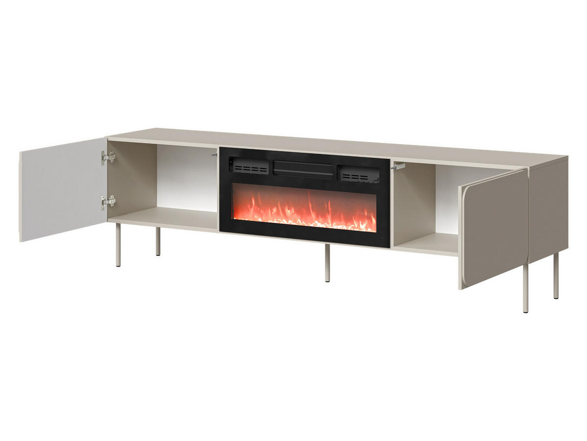 TV-LOWBOARD Rafael 200 EF mit Kamin - Kaschmir, Holzwerkstoff/Metall (200/58/40cm) - MIRJAN24