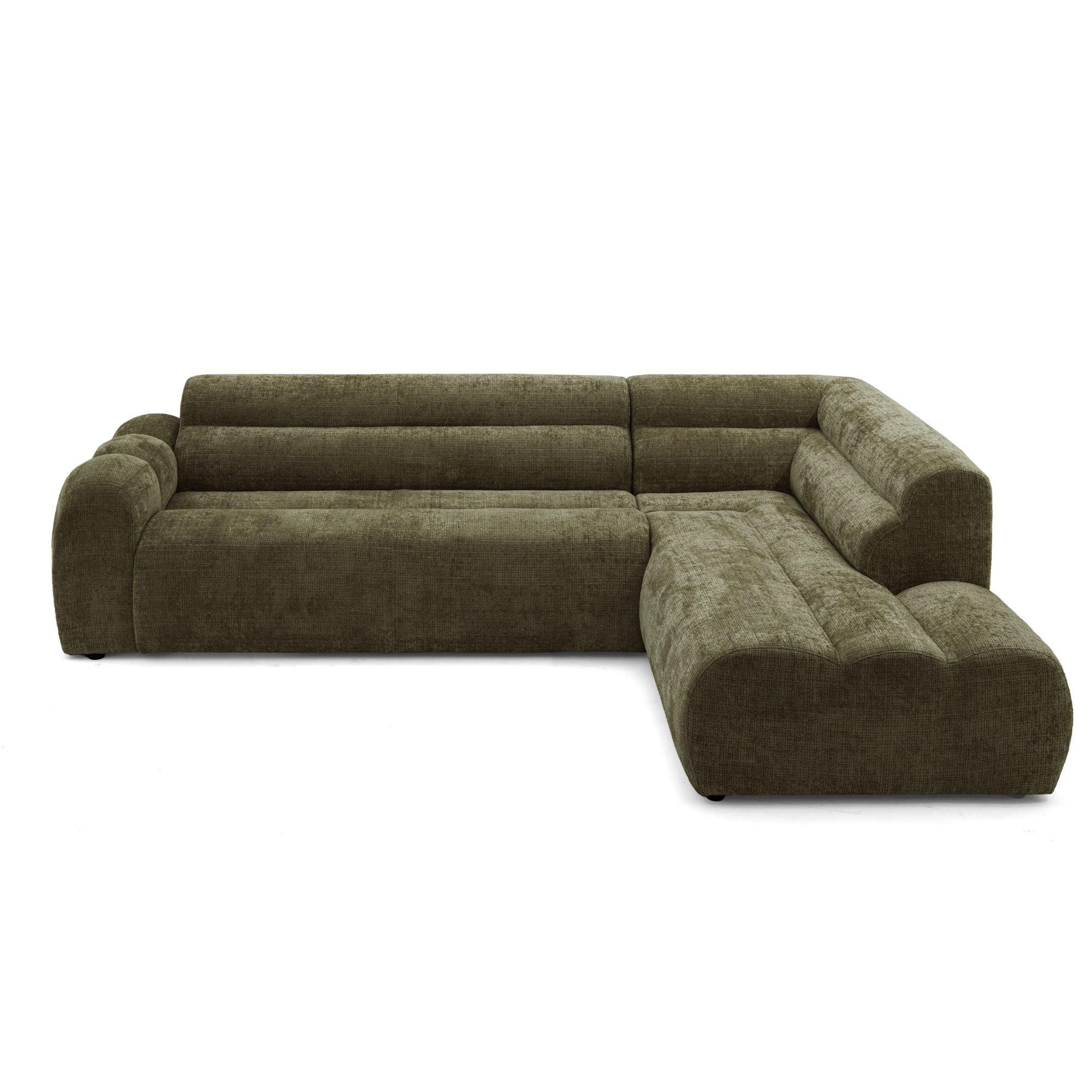 4-SITZER modulares Ecksofa VEER L Rechts, 283 x 190 cm, Chenille Webstoff Grün - Schwarz/Grün, Holz/Kunststoff (190/283cm) - Muffo