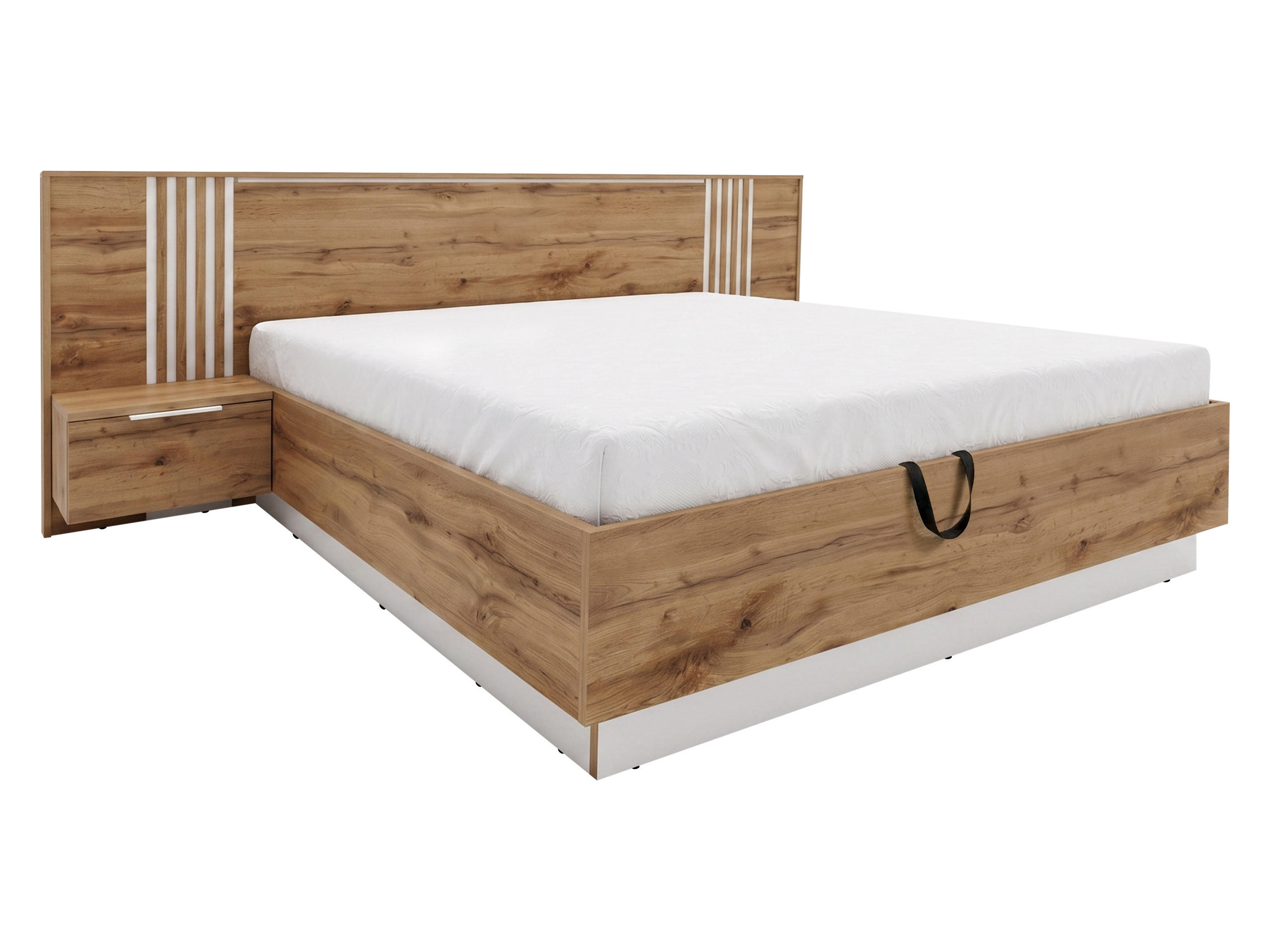 BETT Bali Lux - Eichefarben/Weiß, Holzwerkstoff (160/200cm) - MIRJAN24