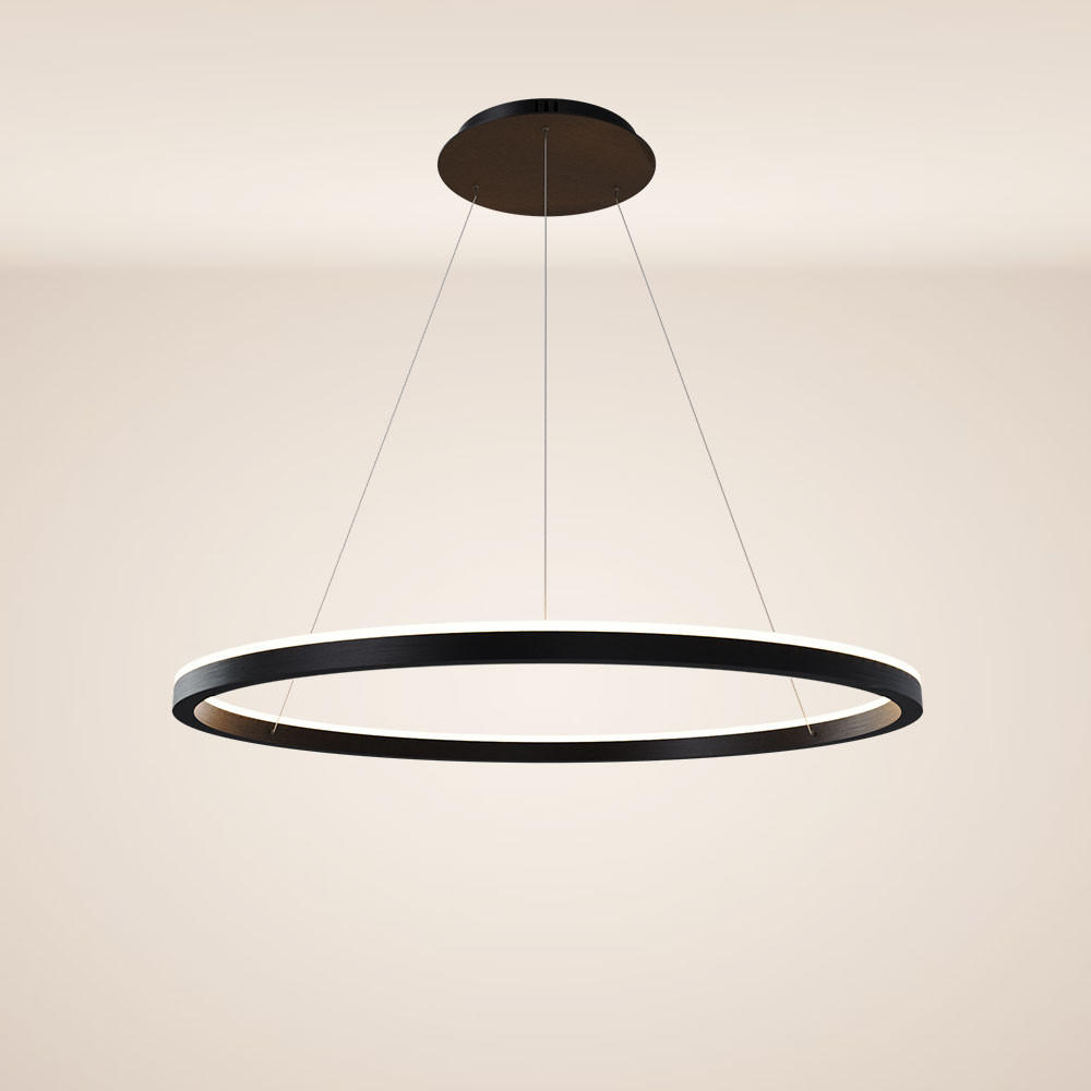 LED-HÄNGELAMPE Ring Schwarz Ø 100cm - Schwarz, Metall (100/100/3.3cm) - s.luce