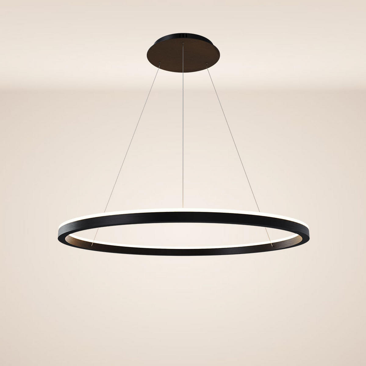 LED-HÄNGELAMPE Ring Schwarz Ø 100cm - Schwarz, Metall (100/100/3.3cm) - s.luce