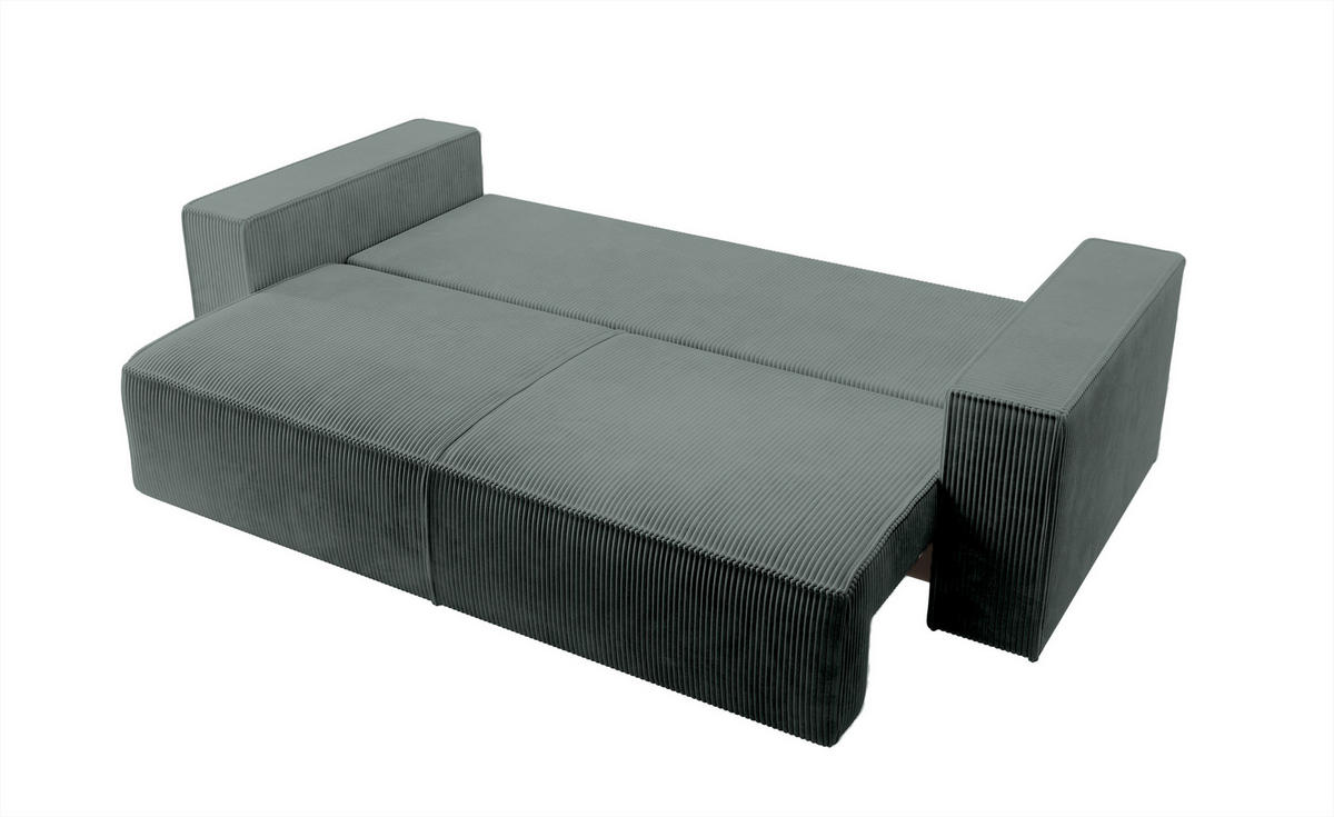 SCHLAFSOFA Farese Grau Cordbezug - Schwarz/Grau, Kunststoff/Textil (257/85/102cm) - Selsey