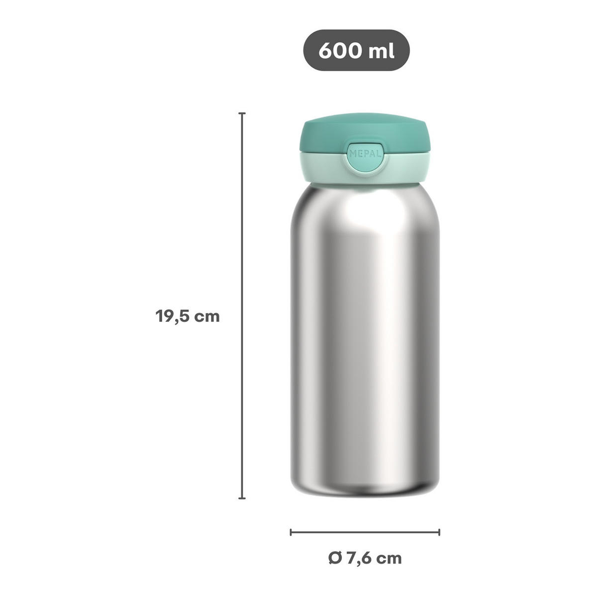 EDELSTAHL-TRINKFLASCHE MIT KLAPPDECKEL Campus Cool Pink 600 ml - Rosa, Kunststoff/Metall (0.6L) - Mepal
