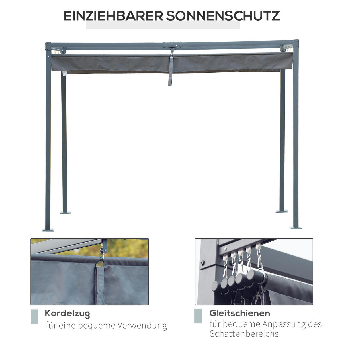 PERGOLA aus Stahl, 4x3m - Dunkelgrau, Metall (300/222/400cm) - Outsunny