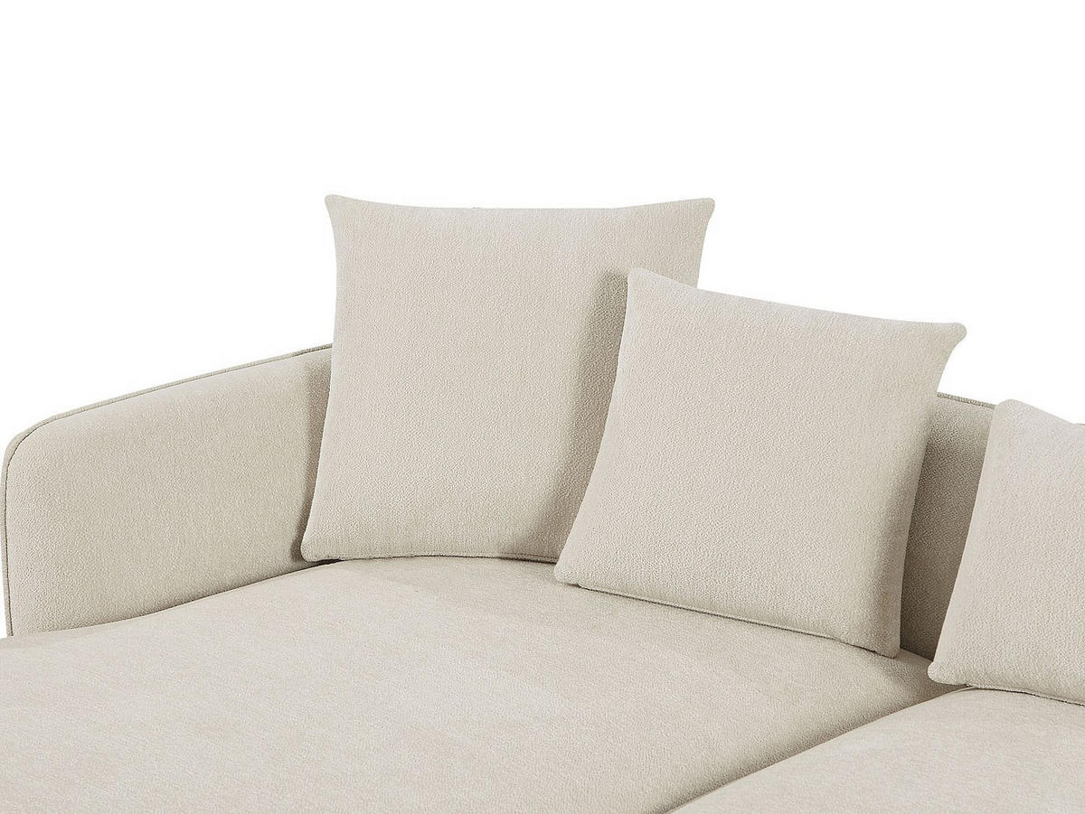ECKSOFA - Ecke links - Chenille-Stoff - Beige - DOKALO - Beige, Textil (296/166cm) - Vente-Unique
