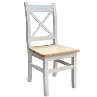 STUHL Kiefer massiv mit Kreuzrücken, weiß und Kiefer Lackiert - Kieferfarben, Holz (47/97/46cm)