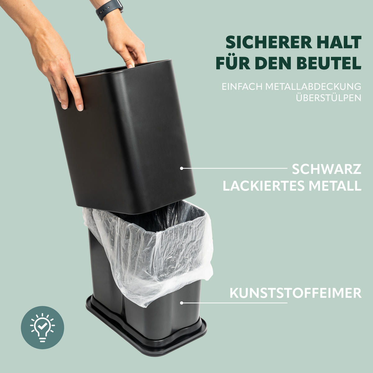 PAPIERKORB Vol. 13 L, offen schwarz - Schwarz, Metall (29/36.5/23cm) - bremermann