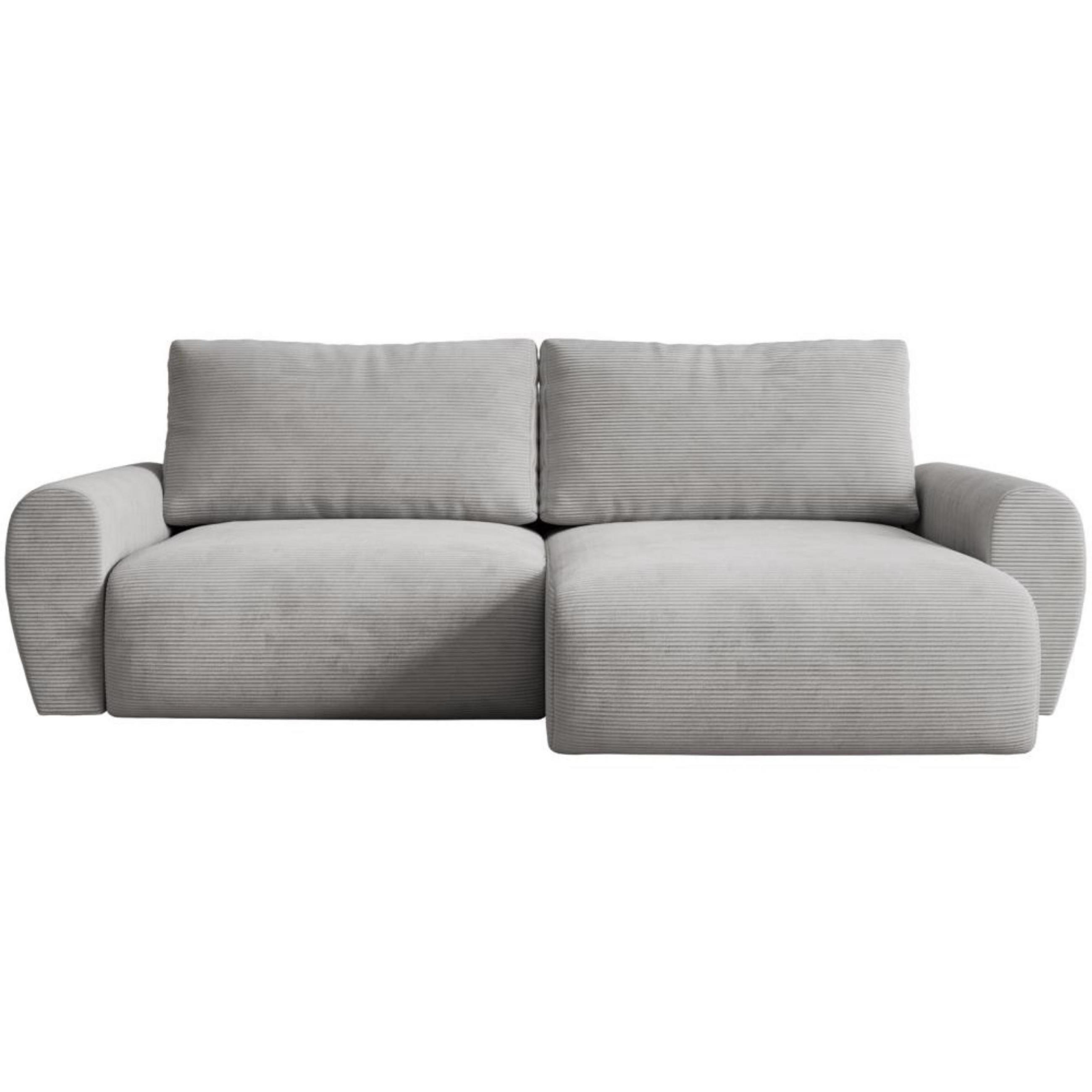 ECKSCHLAFSOFA Poss L hellgrau rechts - Hellgrau, Textil (253/153cm) - Beautysofa