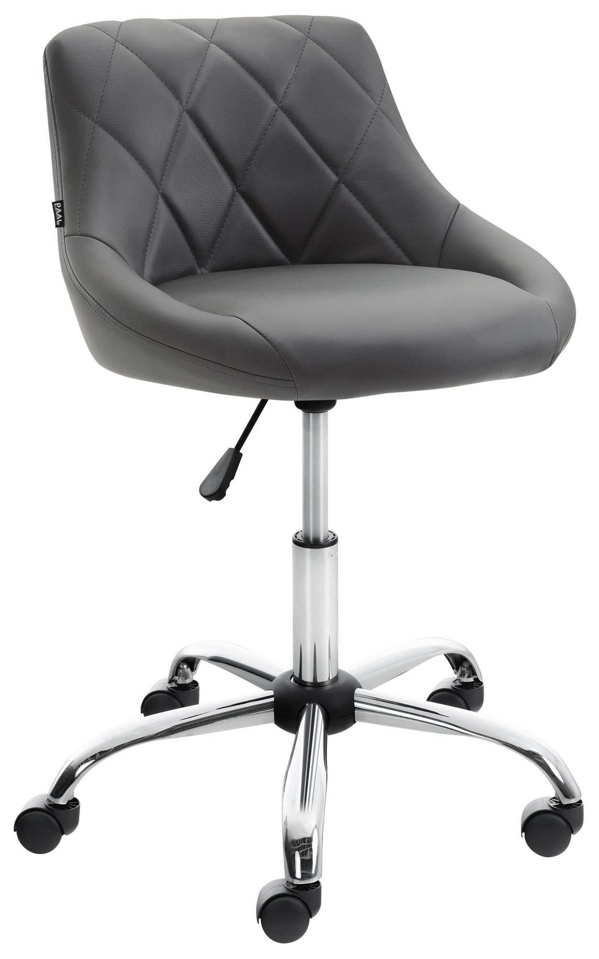 HOCKER Lederlook grau - Chromfarben/Grau, Textil/Metall (47/71/49cm) - CLP