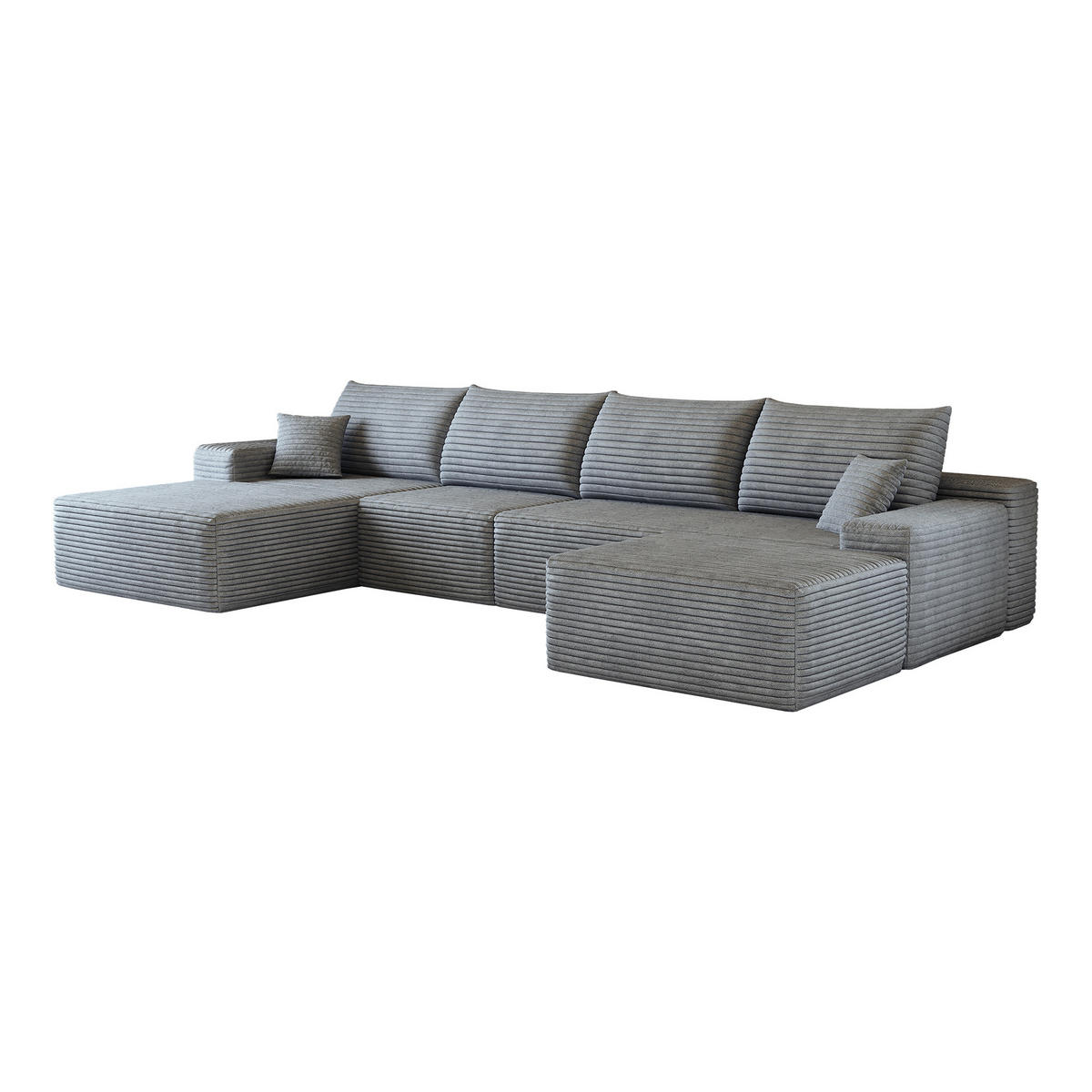WOHNLANDSCHAFT DE-34857 U-Form 3-Sitzer Chaiselongue links Grau - Grau, Textil (175/83/270cm) - ComfortXL