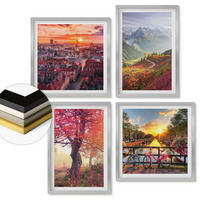 WANDBILDER 4er Set - 50x50 cm & 40x60 cm Silberner Rahmen - Berglandschaften mit dem Fahrrad - Silberfarben, Kunststoff (50/50cm) - ArtPrintCave