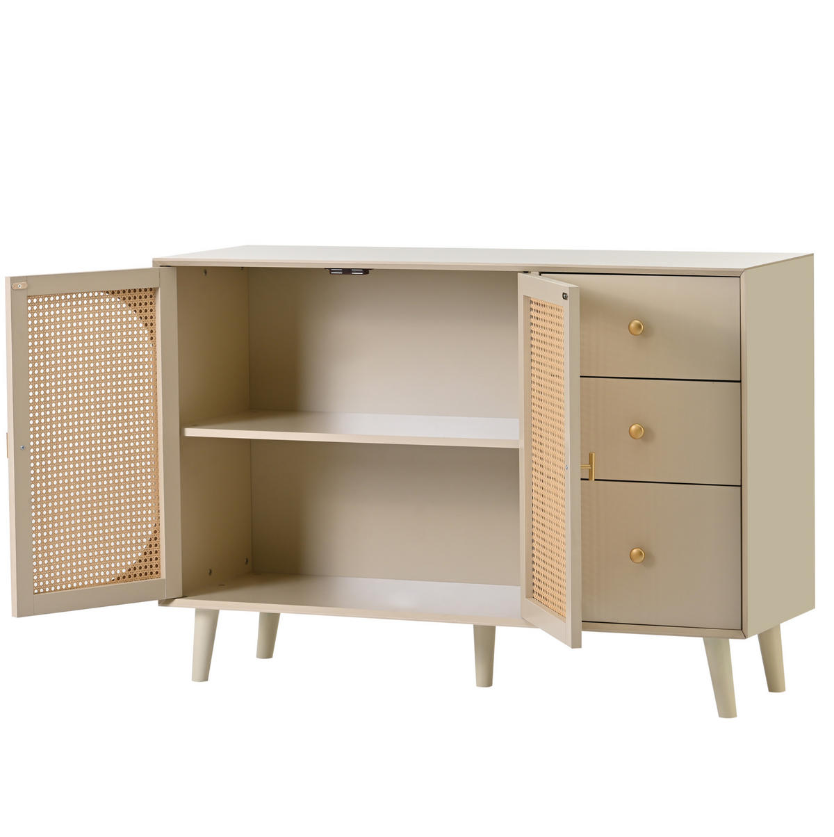 SIDEBOARD 120/40/82,5 cm mit 2 Türen & 3 Schubladen in Offwhite - Weiß, Holzwerkstoff (120/82.5/40cm) - BEAOK