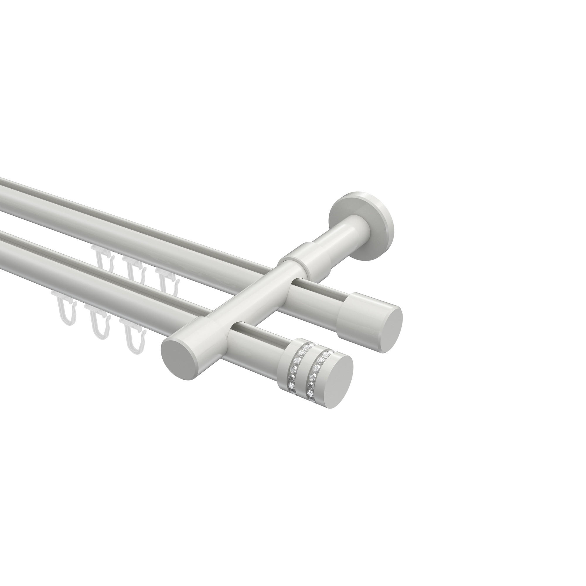 INNENLAUF-GARDINENSTANGEN-SET Prestige Estana 540 cm (geteilt in 3 x 180 cm), 2-läufig, 20 mm Ø Weiß - Weiß, Metall (540cm) - INTERDECO