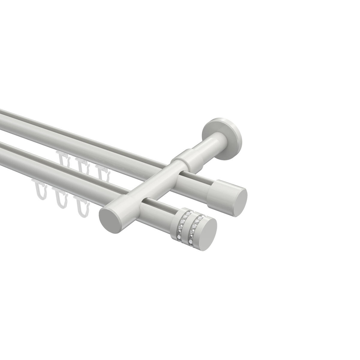 INNENLAUF-GARDINENSTANGEN-SET Prestige Estana 260 cm (geteilt in 2 x 130 cm), 2-läufig, 20 mm Ø Weiß - Weiß, Metall (260cm) - INTERDECO