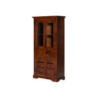 VITRINE Akazie 90x44x180 nougat lackiert OXFORD #1011 - Dunkelbraun, Holz (90/180/44cm) - Massivmoebel24