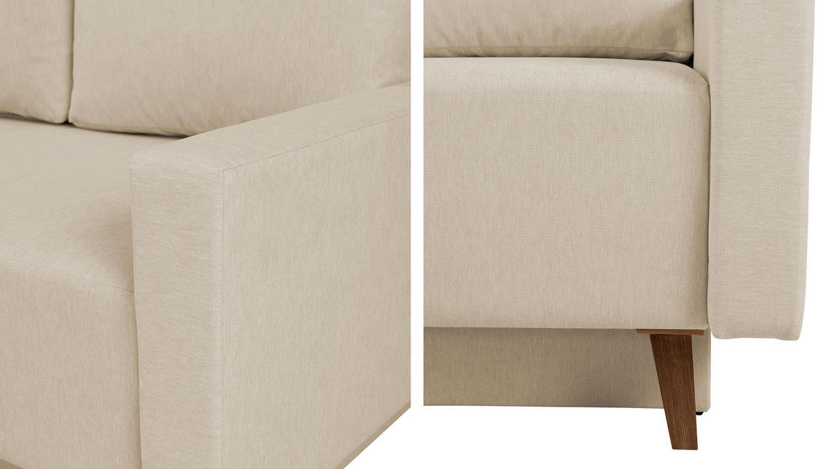 ECKSCHLAFSOFA Oviedo - Grau, Holz/Kunststoff (225/140cm) - MIRJAN24