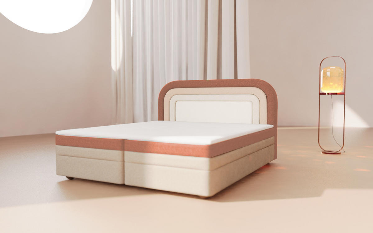 BOXBETT - Bett 10 NEST - Aragon - 160x200 cm - Stilvolles Kopfteil als eleganter Blickfang - Beige, Holz (160/200cm) - ROYAL24_MARKT