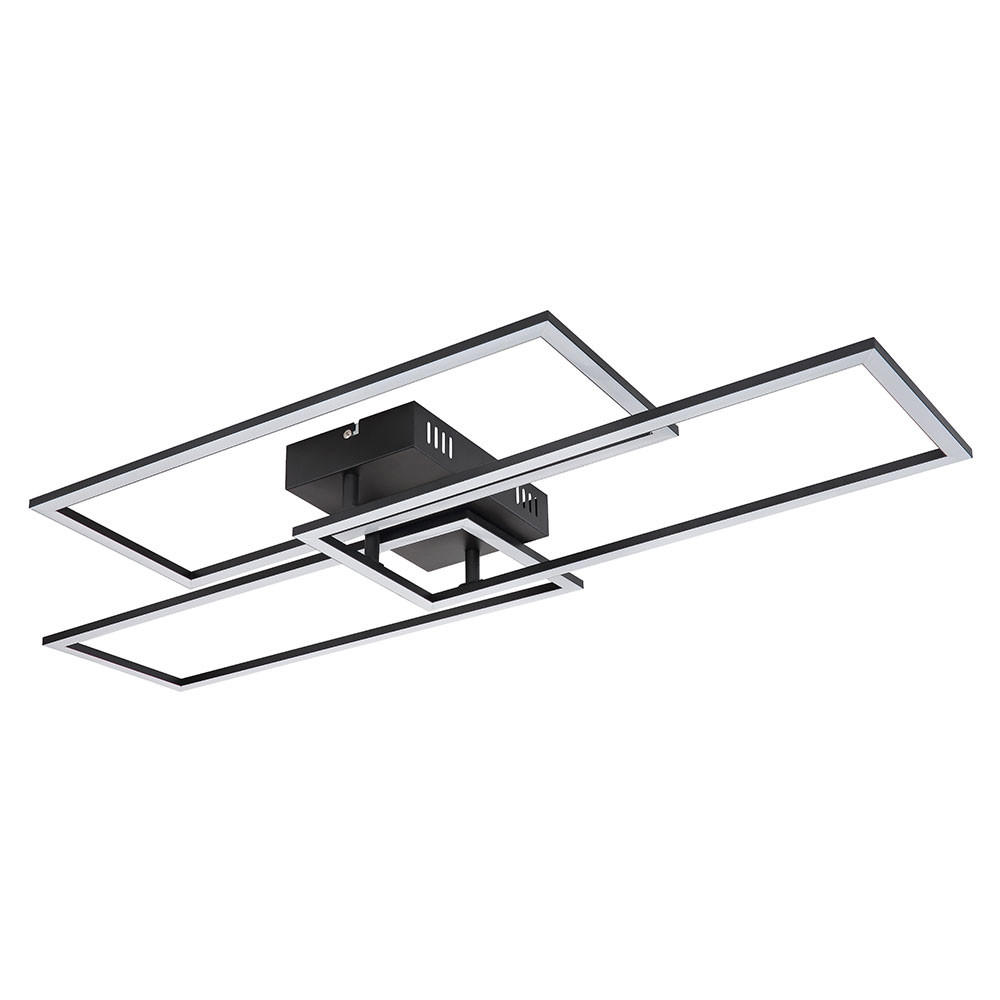LED DECKENLEUCHTE Schwarz Weiß Fernbedienung - Schwarz, Metall (90/40/8.7cm) - Globo Lighting