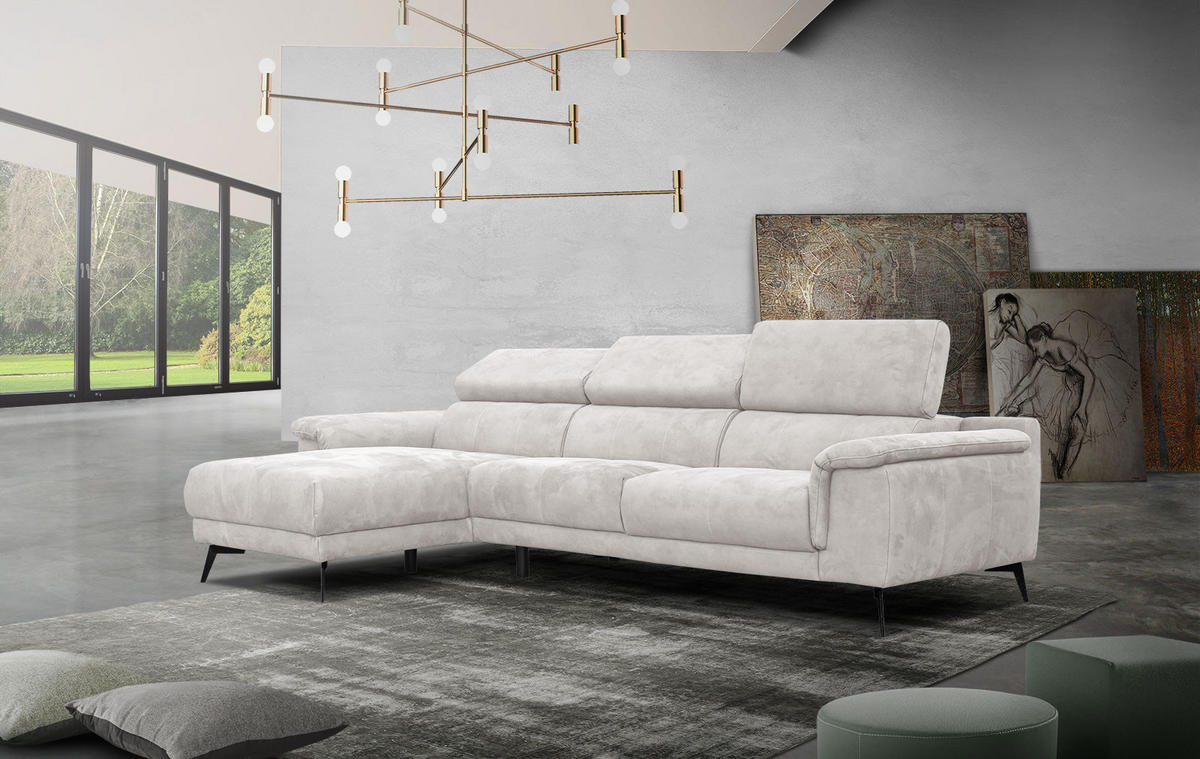 ECKSOFA FIERO 4-Sitzer, ecru - Ecru/Schwarz, Holzwerkstoff/Textil (158/269cm) - Courtois Laville