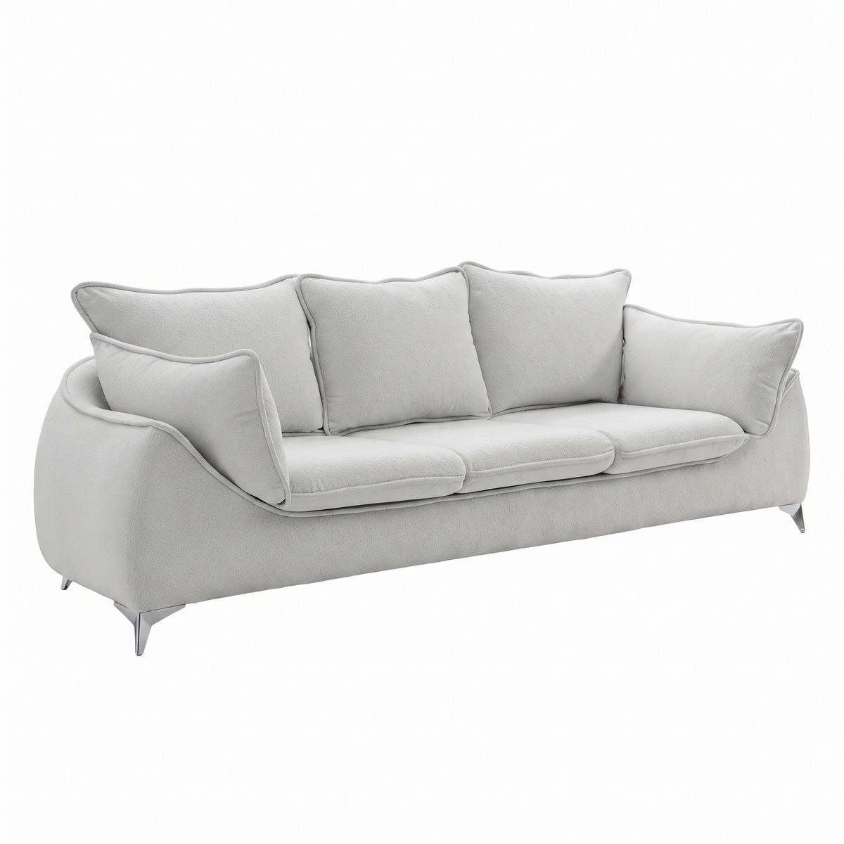3-SITZER Sofa MELANI 252 cm Velours Hellgrau - Chromfarben/Hellgrau, Holz/Textil (252/90/88cm) - Muffo