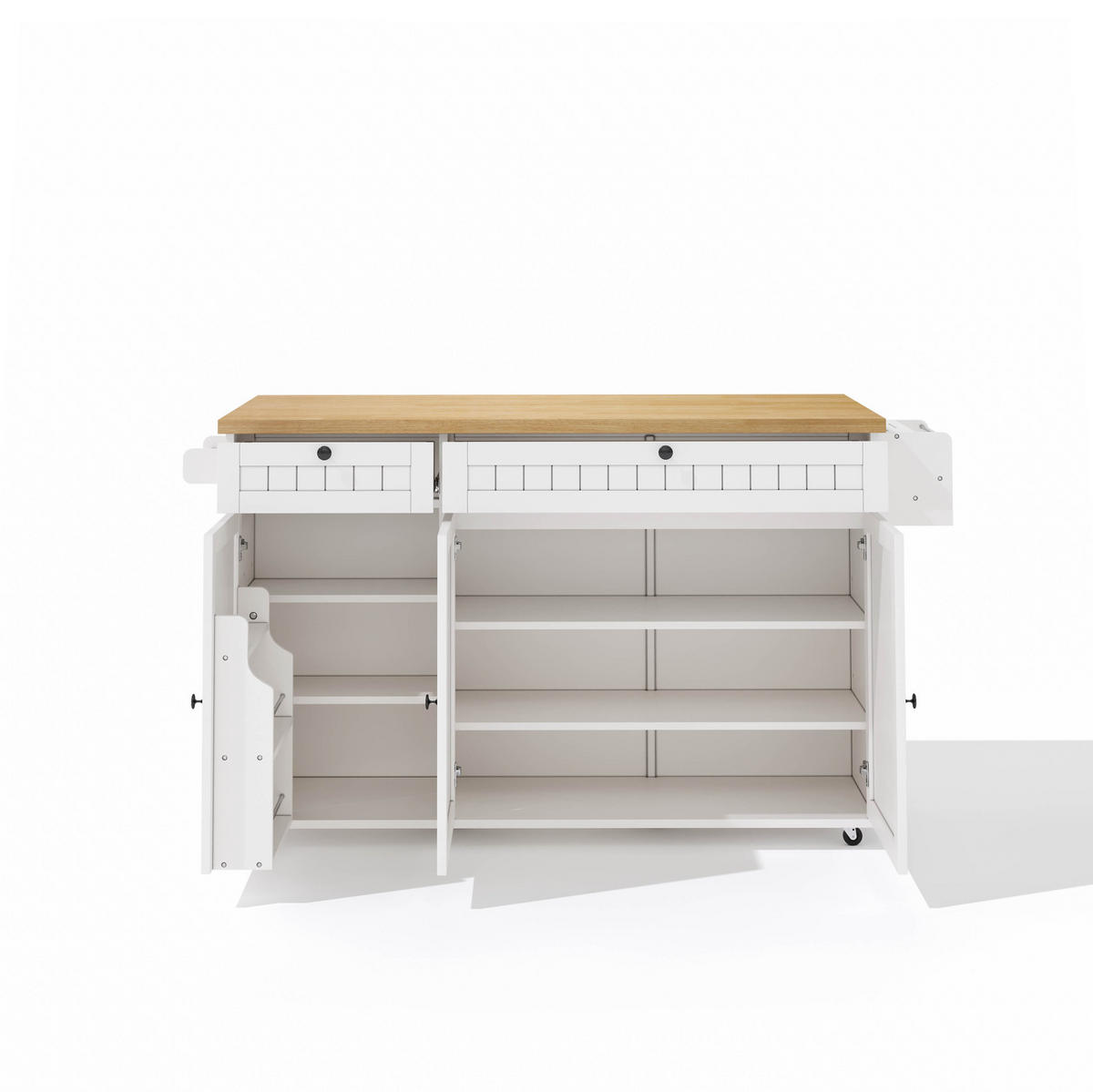 KÜCHENINSEL mit klappbarer Arbeitsplatte 137 x 89,5 x 45 cm Weiß - Weiß, Holz (70/89.5/137cm) - Beauniv