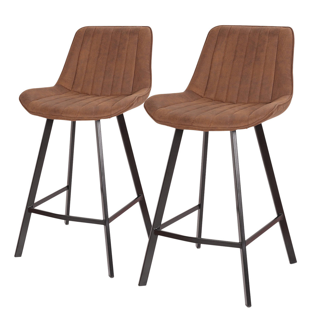 BARSTUHL - Metall, 2er-Set - Braun, Textil (51/95/52cm) - home24