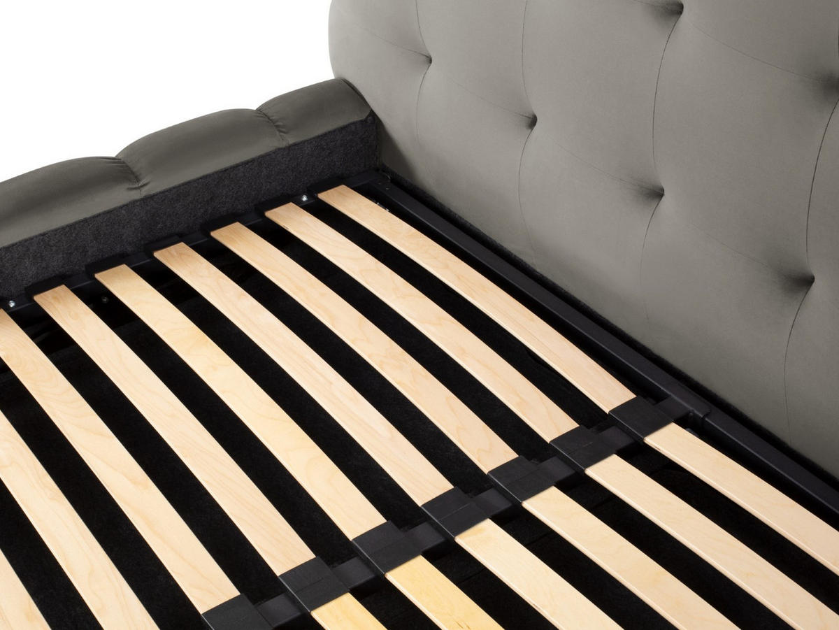 BETT mit Bettkasten und Kopfteil Mamaia aus Samt hellgrau 140x200cm - Hellgrau, Textil (140/200cm) - Micadoni