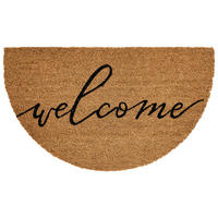 FUSSMATTE Naturfarben 45/75 cm Schriftzug Kokosfasern Ambuklao - Naturfarben, Textil (45/75cm) - Beliani