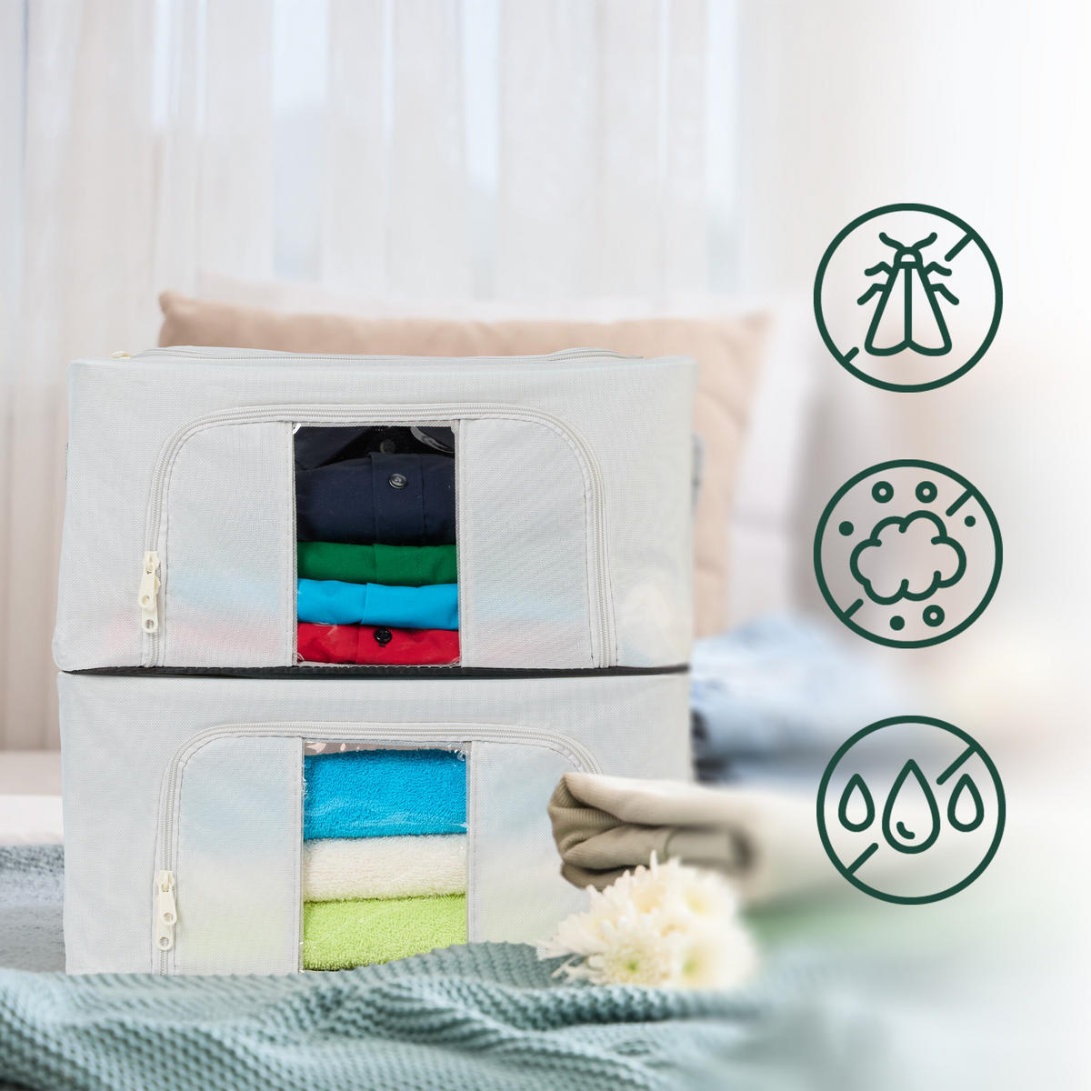 2XÚLOŽNÝ vak - sivá, kov/textil - Relaxdays