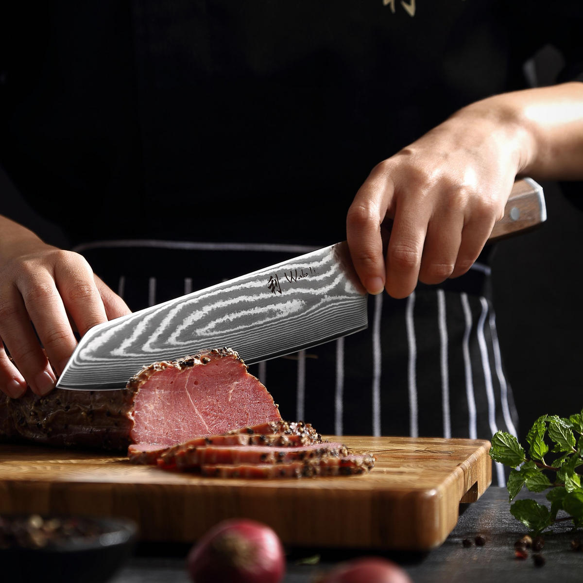 KIRITSUKEMESSER 20 cm - Nussbaumfarben, Holz/Metall (34cm) - Wakoli