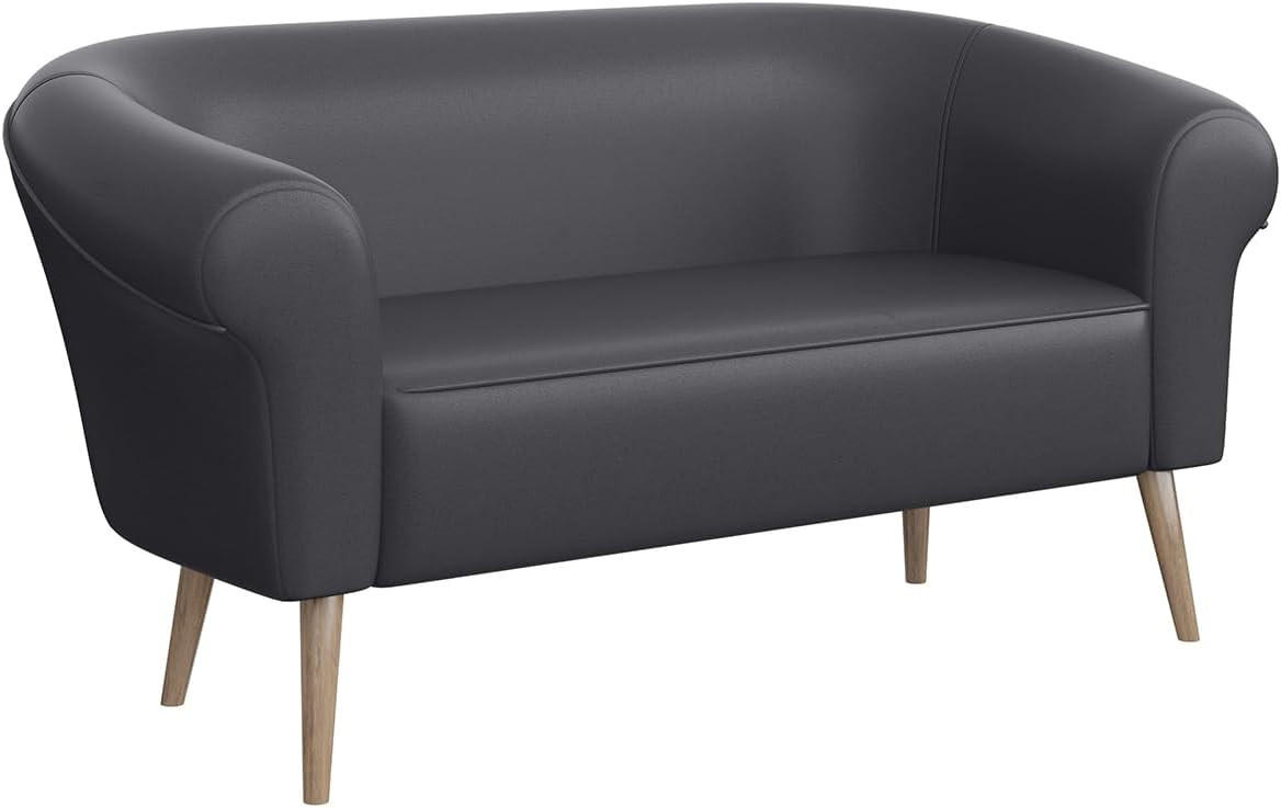 SOFA Emilia (2-Sitzer) - Buchefarben/Grau, Holzwerkstoff/Buchenholz (136/70/57cm) - Meblini