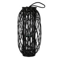 LATERNA Ried 60x27 cm černá s uchem a skleněnou vložkou - černá, přírodní materiály (27/60/27cm) - ECD-Germany