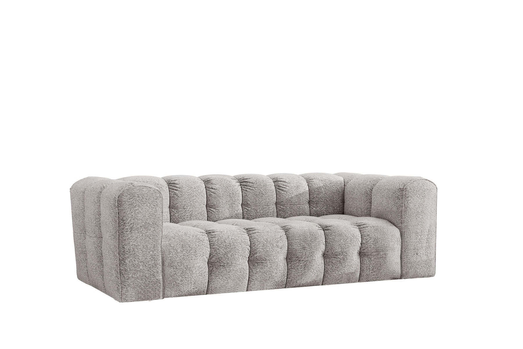 SOFA 3-Sitzer, Komfort, BALOO, Stoff Schenille & Bouclé, Hellgrau - Hellgrau, Holz (222/75/106cm) - Kaiser Möbel