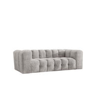 SOFA 3-Sitzer, Komfort, BALOO, Stoff Schenille & Bouclé, Hellgrau - Hellgrau, Holz (222/75/106cm) - Kaiser Möbel
