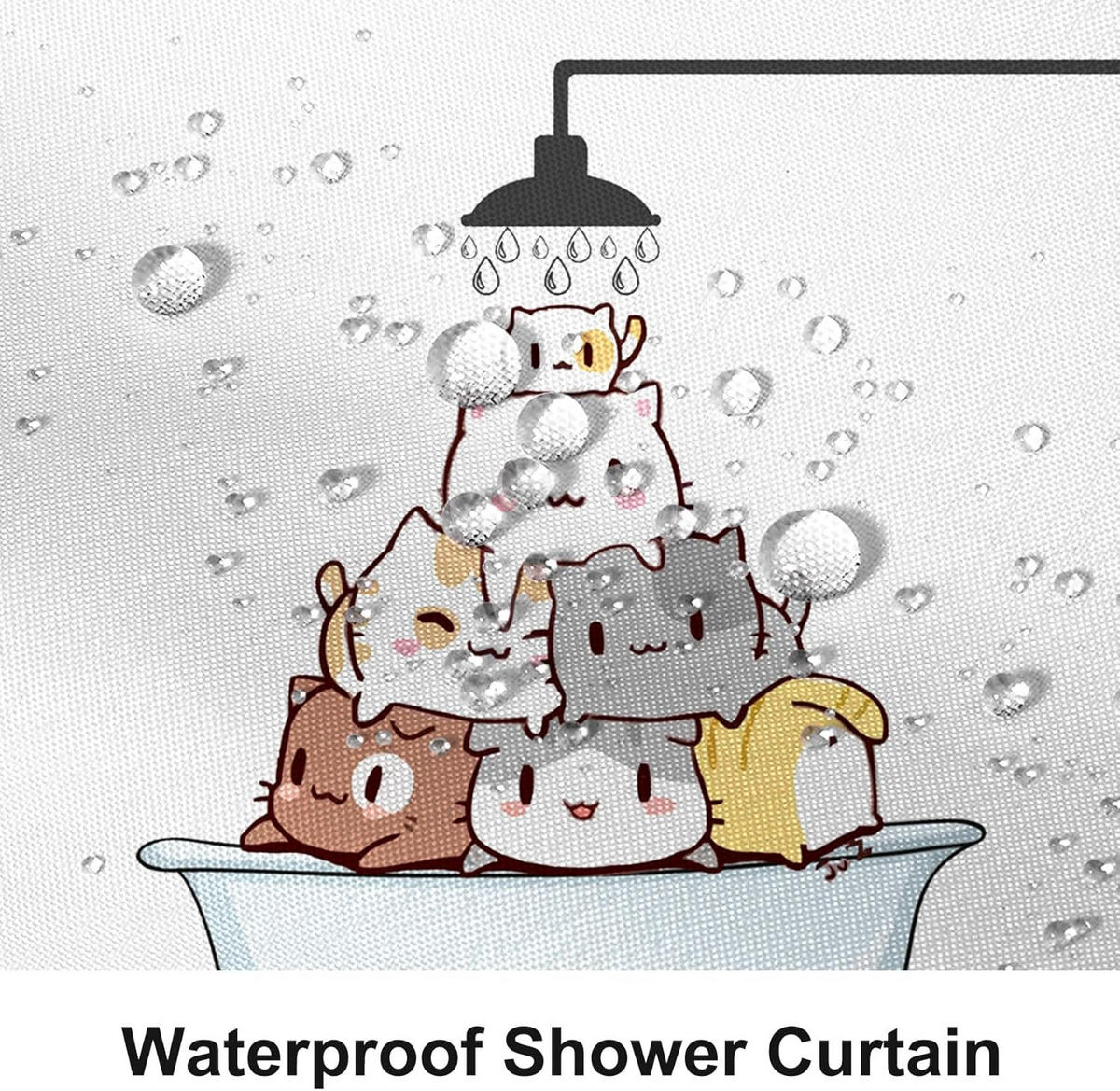 DUSCHVORHANG Katze in Badewanne niedlich lustig Tier 150 x 180 cm wasserdicht - Weiß, Textil (180/150cm) - MCBOSON
