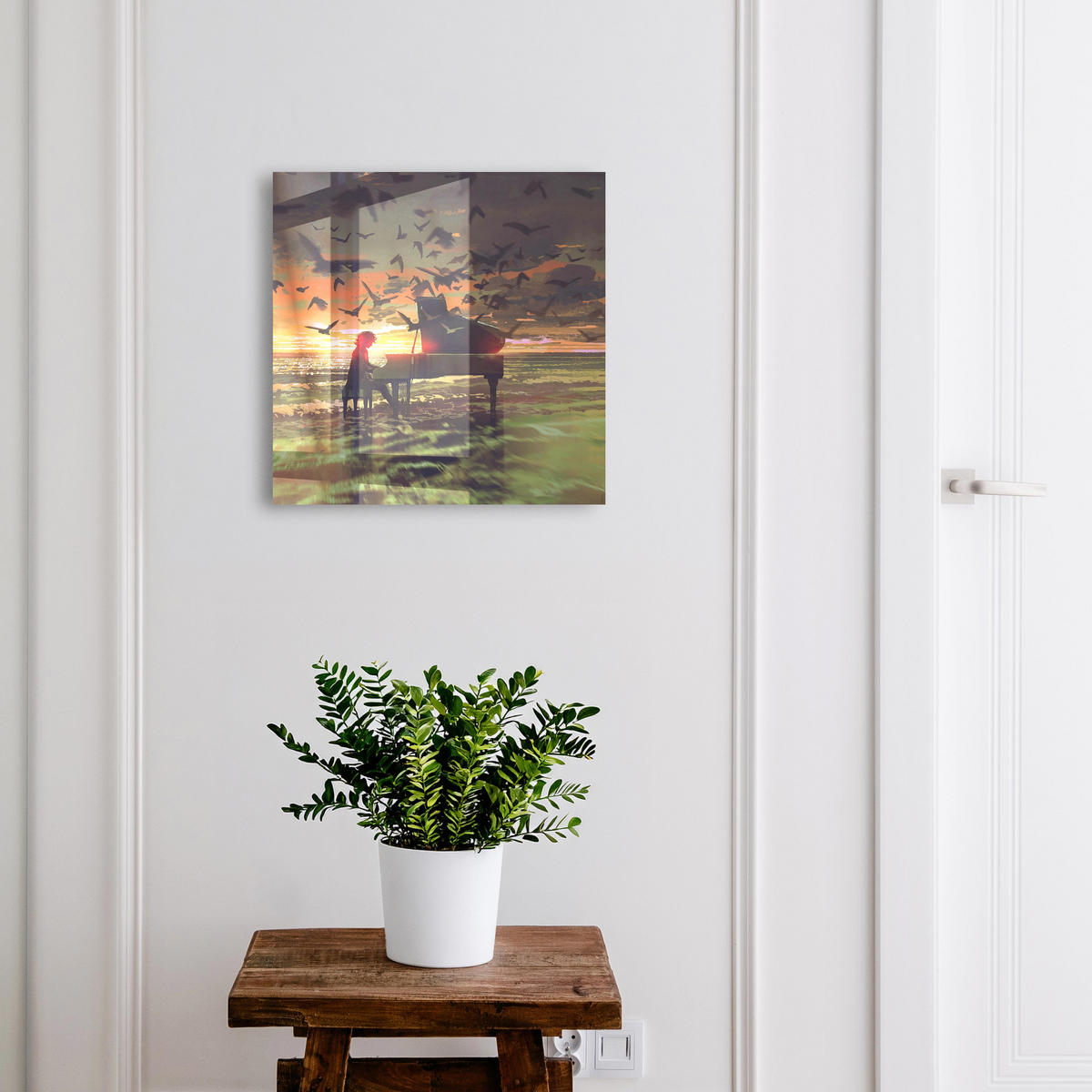 SCHLÜSSELBOX Schwarz 30x30 cm- Türöffnung nach rechts - Harmonie der Natur - Orange, Metall (30/30/5cm) - TULUP