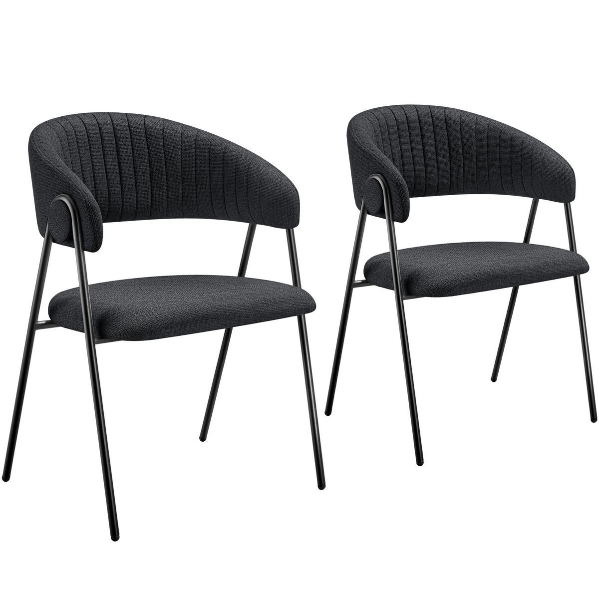 ARMLEHNSTUHL 2er Set Bedano 60 x 58 x 85 cm schwarz - Schwarz, Kunststoff (60/85/58cm) - tectake