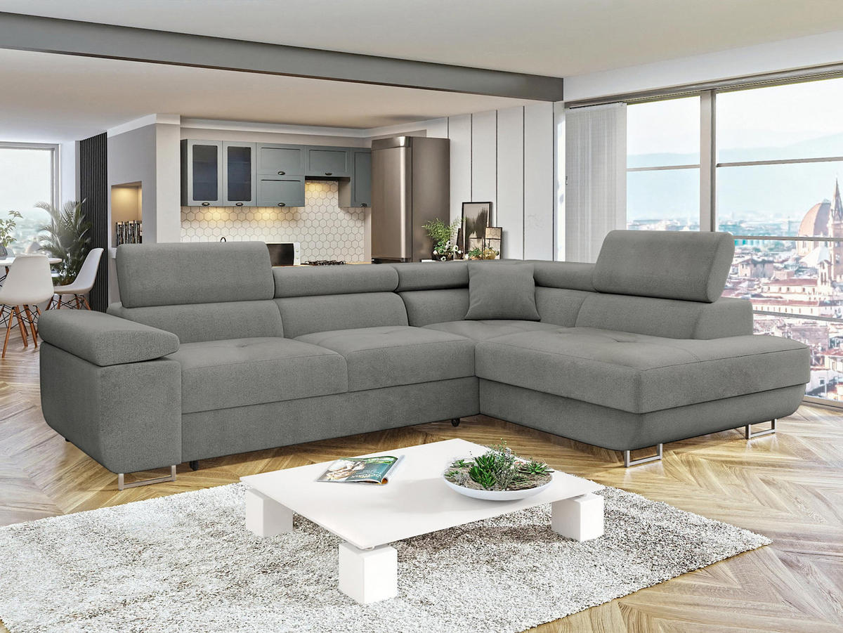 ECKSOFA Torezio, Seite: Rechts - Dunkelgrau, Holz/Textil (274/203cm) - MIRJAN24