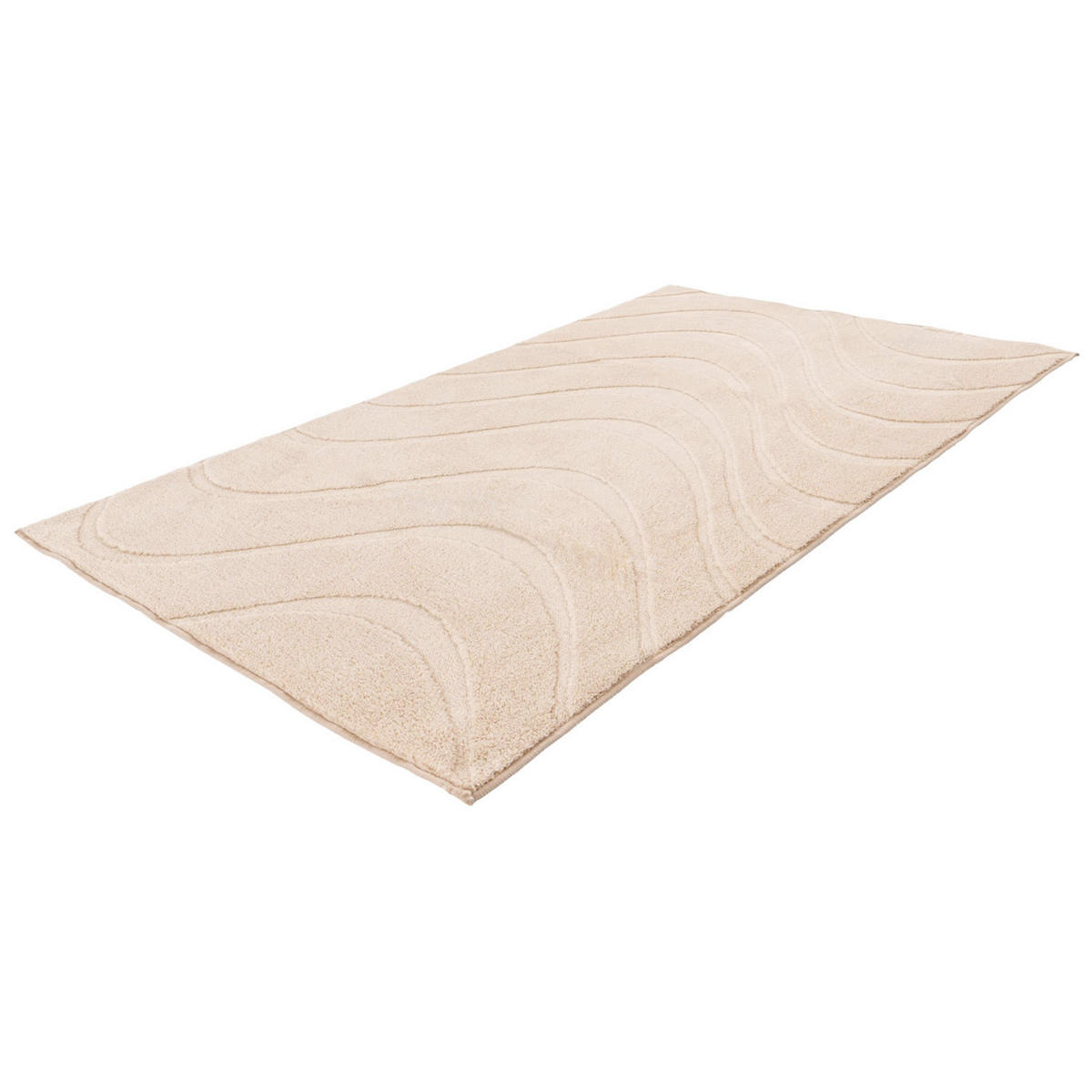 BADTEPPICH Waschbar Bath Waves 400 Beige 40x60 cm - Beige, Textil (40/60cm) - carpet city