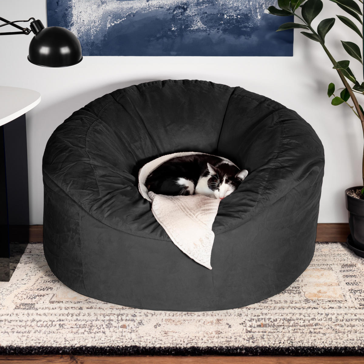 RIESEN-SITZSACK XXL JUMBO Velours 4ft - Schwarz, Textil (120/70/120cm) - Green Bean
