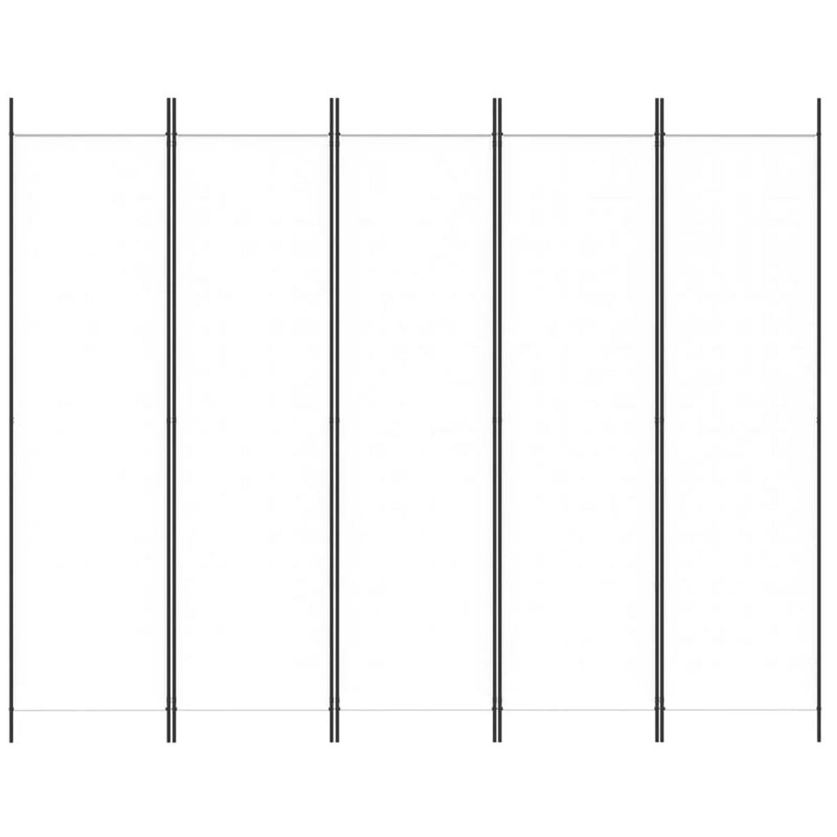 PARAVENT 5-teilig Weiss 250/200 Cm Stoff - Weiß, Textil (250/200/0.1cm) - vidaXL